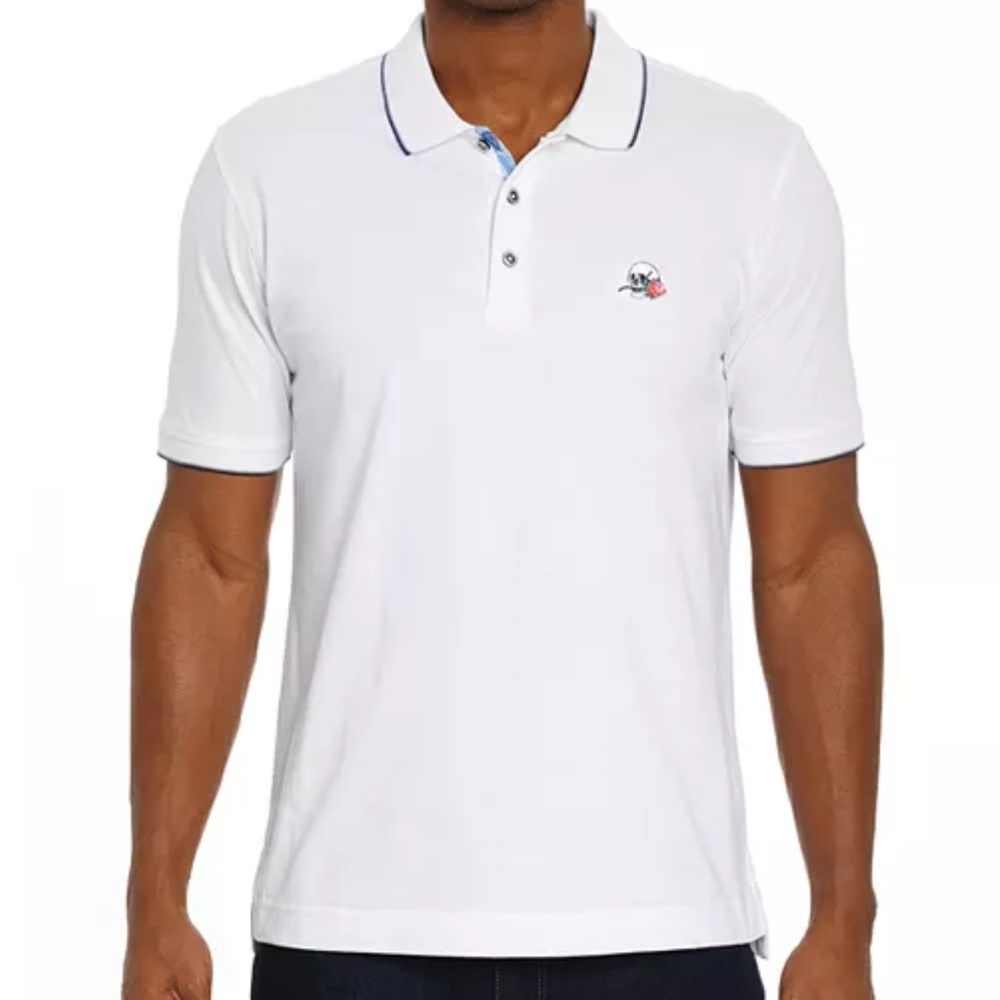 Robert Graham Rossi Short Sleeve Knit Polo Shirt Classic Fit Skull Rose White XL